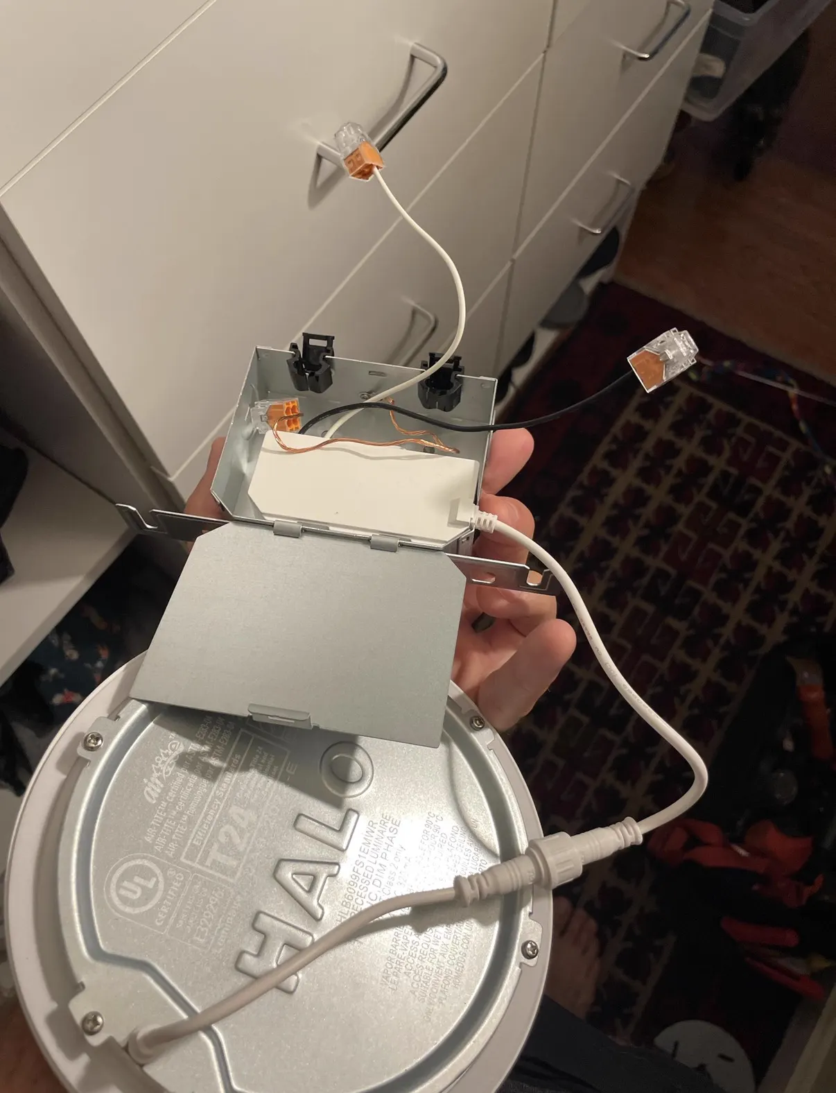 Ceiling light fixture rough-in wiring